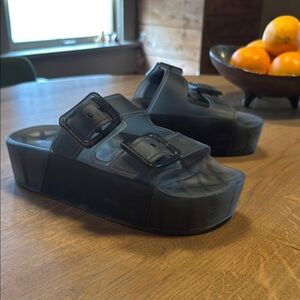 Balenciaga Black Platform Jelly Slide Sandals